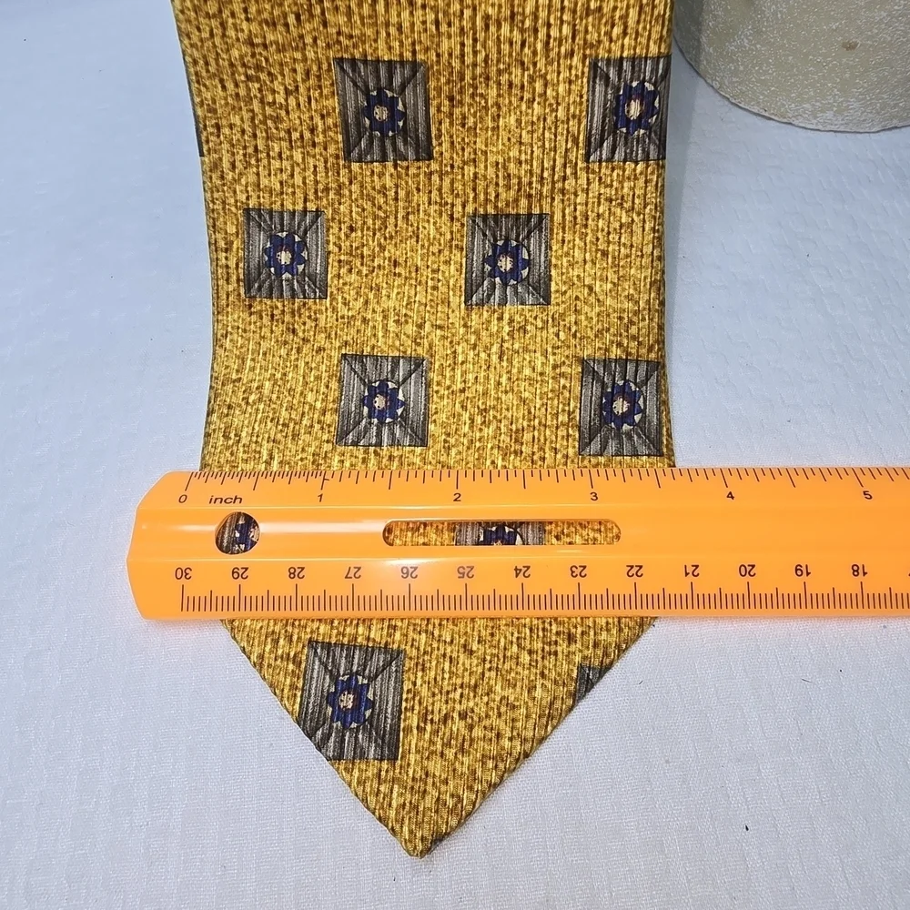 Robert Talbott Gold and Black Silk Tie with Geometric Design